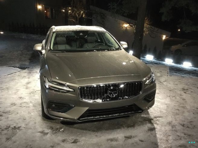 The V60 sparkles in the snow.