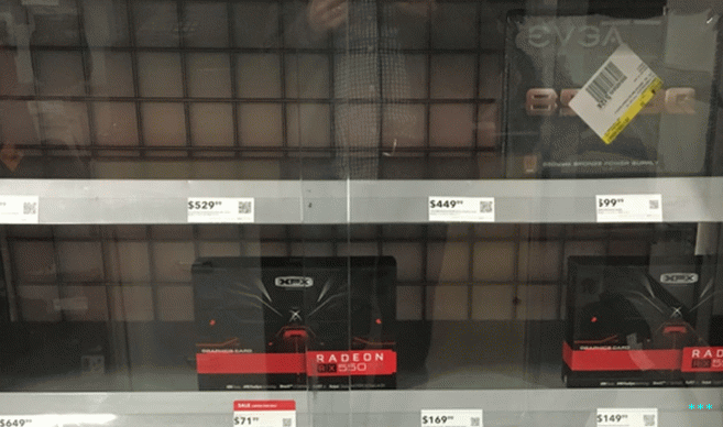 High-end graphics cards are all sold out at a Best Buy in Washington DC.