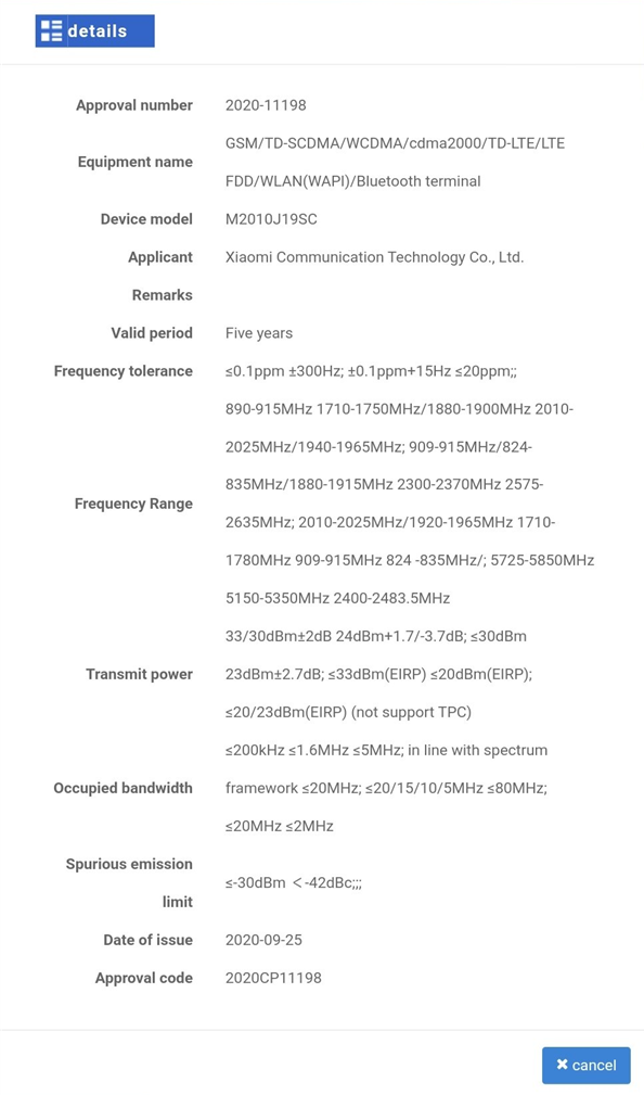 Xiaomi M2010J19SC 
