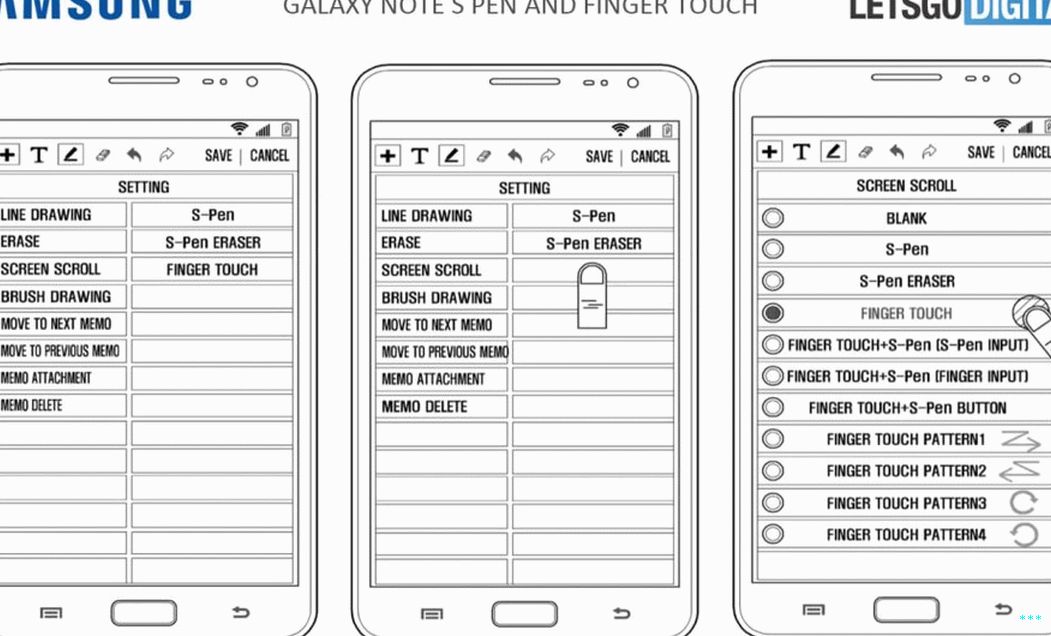 Galaxy Note S-Pen و Finger Touch