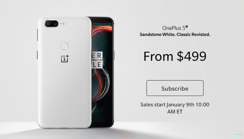 OnePlus 5T Sandstone White official 2